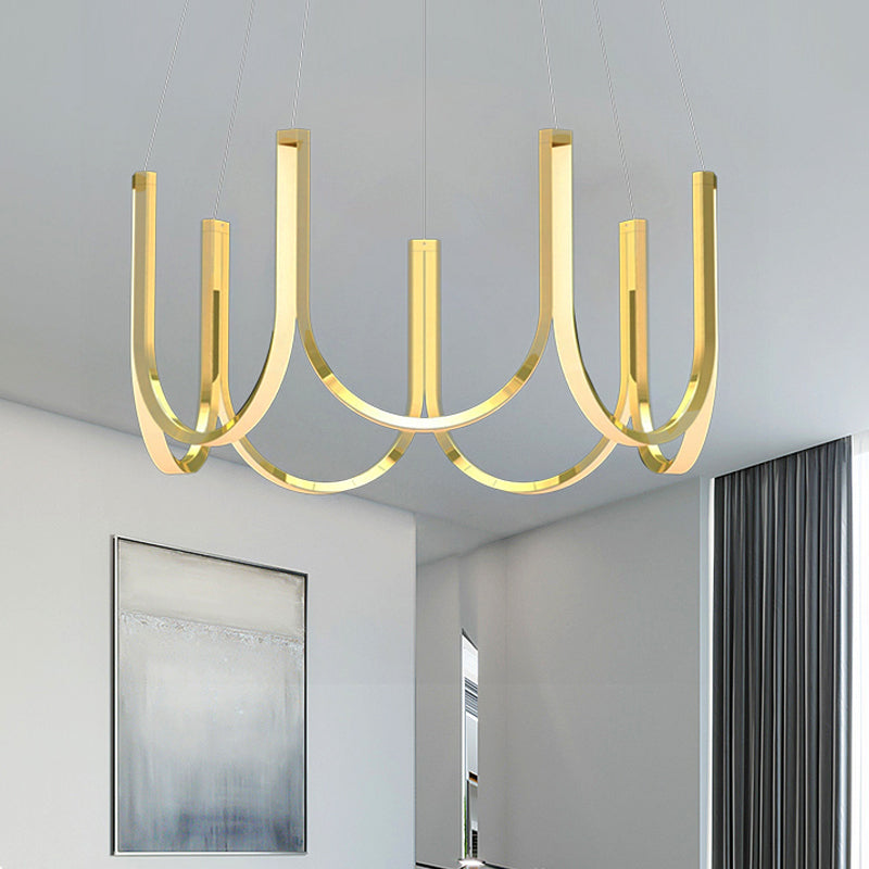 Black/White/Gold U-Shaped Chandelier Light Contemporary LED Acrylic Ceiling Pendant in White/Warm Light Clearhalo 'Ceiling Lights' 'Chandeliers' 'Modern Chandeliers' 'Modern' Lighting' 219102