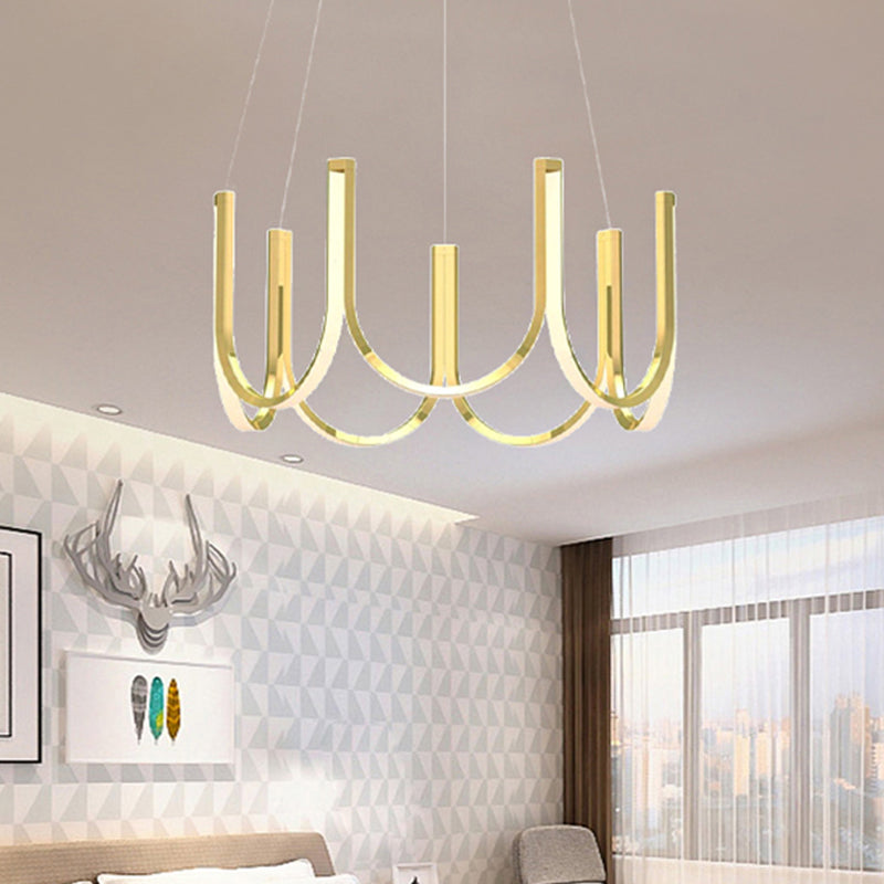 Black/White/Gold U-Shaped Chandelier Light Contemporary LED Acrylic Ceiling Pendant in White/Warm Light Gold Clearhalo 'Ceiling Lights' 'Chandeliers' 'Modern Chandeliers' 'Modern' Lighting' 219103