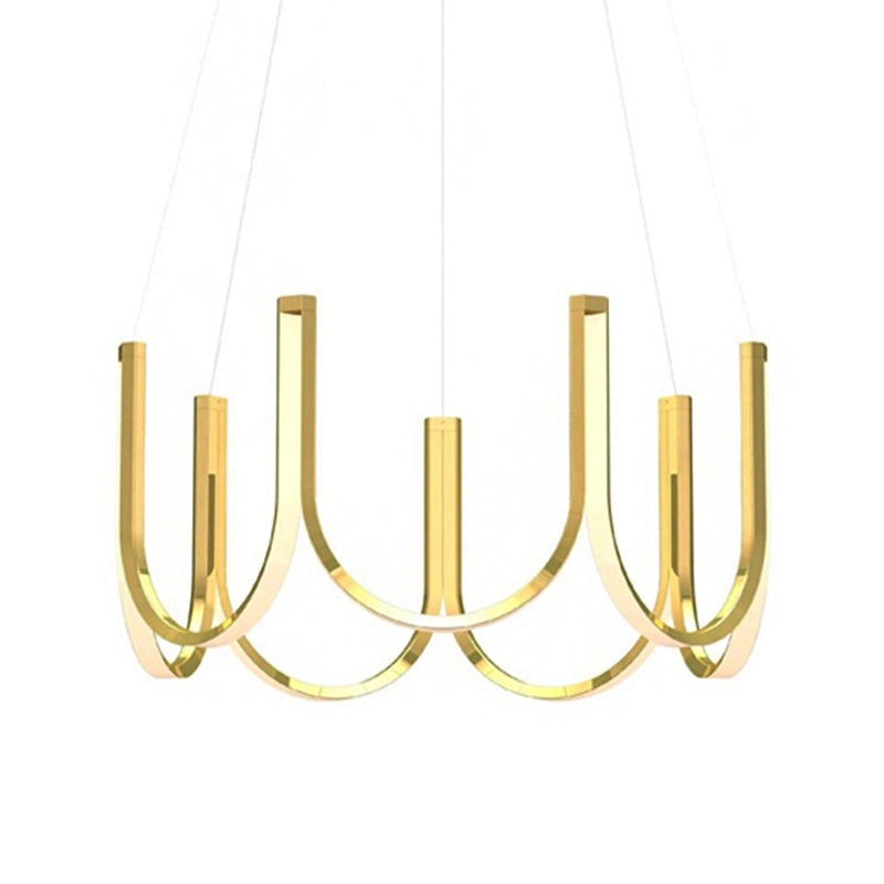 Black/White/Gold U-Shaped Chandelier Light Contemporary LED Acrylic Ceiling Pendant in White/Warm Light Clearhalo 'Ceiling Lights' 'Chandeliers' 'Modern Chandeliers' 'Modern' Lighting' 219104