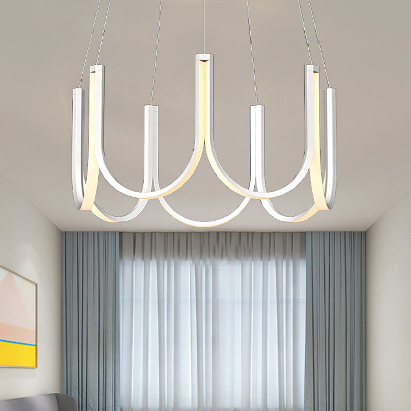 Black/White/Gold U-Shaped Chandelier Light Contemporary LED Acrylic Ceiling Pendant in White/Warm Light Clearhalo 'Ceiling Lights' 'Chandeliers' 'Modern Chandeliers' 'Modern' Lighting' 219107