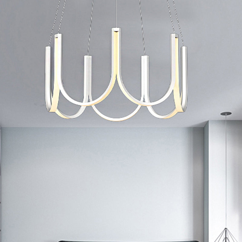 Black/White/Gold U-Shaped Chandelier Light Contemporary LED Acrylic Ceiling Pendant in White/Warm Light White Clearhalo 'Ceiling Lights' 'Chandeliers' 'Modern Chandeliers' 'Modern' Lighting' 219108