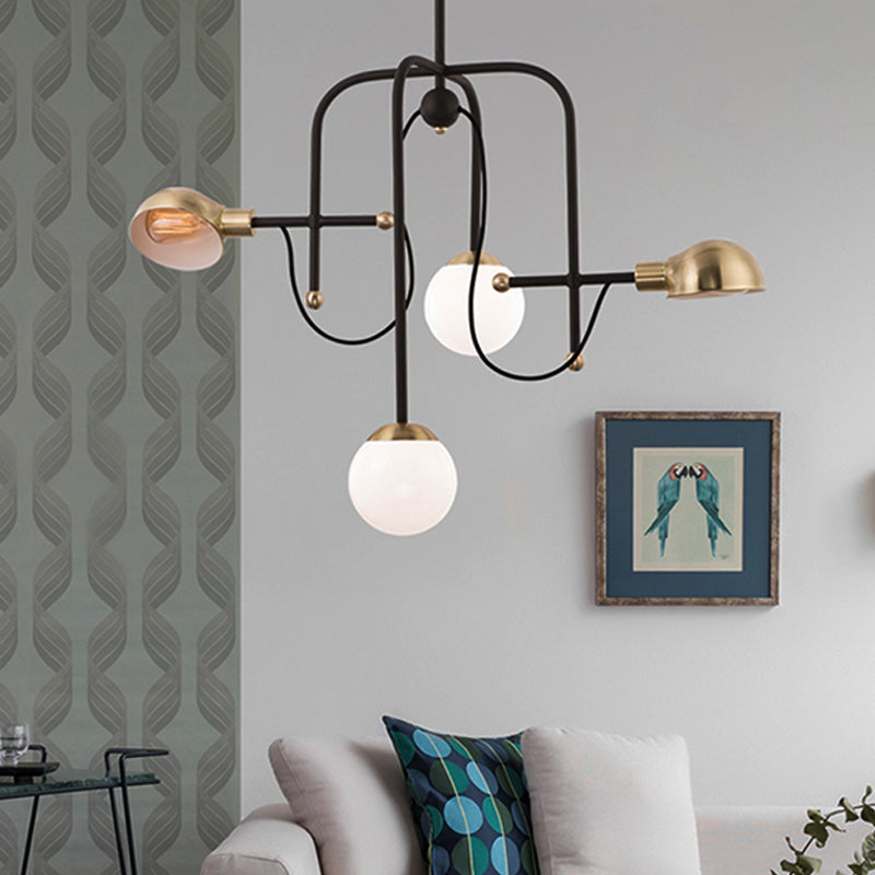 Branch Chandelier Modern Metallic 4-Light Black Pendant Light Fixture with Adjustable Hanging Rod Clearhalo 'Ceiling Lights' 'Chandeliers' 'Modern Chandeliers' 'Modern' Lighting' 219170