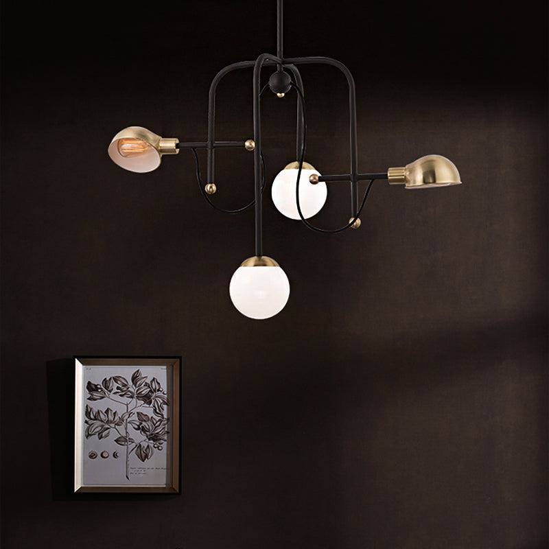 Branch Chandelier Modern Metallic 4-Light Black Pendant Light Fixture with Adjustable Hanging Rod Clearhalo 'Ceiling Lights' 'Chandeliers' 'Modern Chandeliers' 'Modern' Lighting' 219171