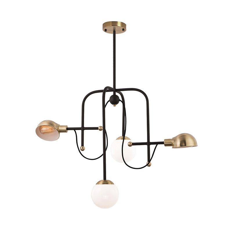 Branch Chandelier Modern Metallic 4-Light Black Pendant Light Fixture with Adjustable Hanging Rod Clearhalo 'Ceiling Lights' 'Chandeliers' 'Modern Chandeliers' 'Modern' Lighting' 219172