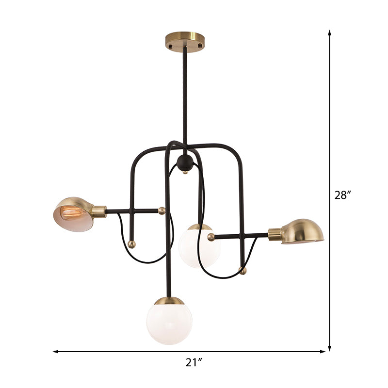 Branch Chandelier Modern Metallic 4-Light Black Pendant Light Fixture with Adjustable Hanging Rod Clearhalo 'Ceiling Lights' 'Chandeliers' 'Modern Chandeliers' 'Modern' Lighting' 219173