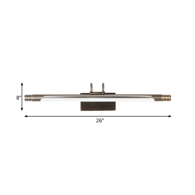 Metal Bronze Vanity Light Tube LED Traditional Wall Mounted Lamp in White/Warm Light, 21"/26" W Clearhalo 'Vanity Lights' 'Wall Lights' Lighting' 219203