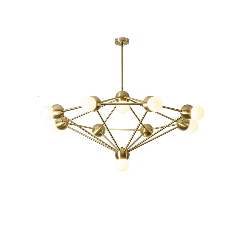 6/8/10-Light Living Room Hanging Light Kit Black/Gold Chandelier Light Fixture with Geometric Metal Arm Clearhalo 'Ceiling Lights' 'Chandeliers' 'Modern Chandeliers' 'Modern' Lighting' 219213