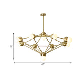 6/8/10-Light Living Room Hanging Light Kit Black/Gold Chandelier Light Fixture with Geometric Metal Arm Clearhalo 'Ceiling Lights' 'Chandeliers' 'Modern Chandeliers' 'Modern' Lighting' 219214