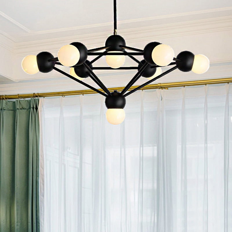 6/8/10-Light Living Room Hanging Light Kit Black/Gold Chandelier Light Fixture with Geometric Metal Arm 8 Black Clearhalo 'Ceiling Lights' 'Chandeliers' 'Modern Chandeliers' 'Modern' Lighting' 219216