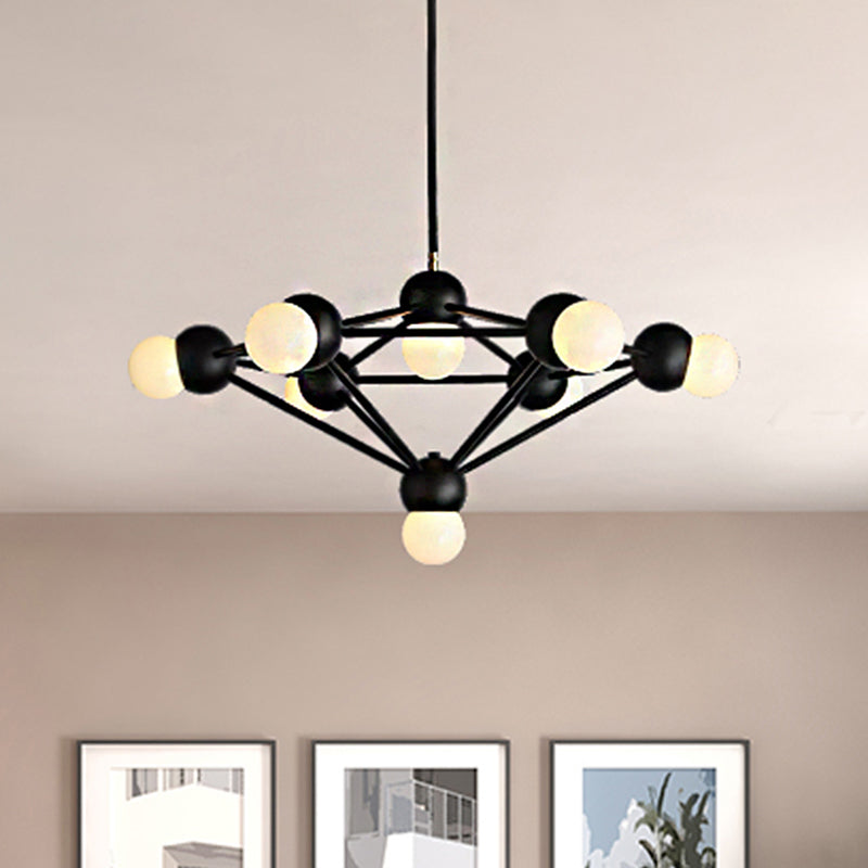 6/8/10-Light Living Room Hanging Light Kit Black/Gold Chandelier Light Fixture with Geometric Metal Arm Clearhalo 'Ceiling Lights' 'Chandeliers' 'Modern Chandeliers' 'Modern' Lighting' 219217