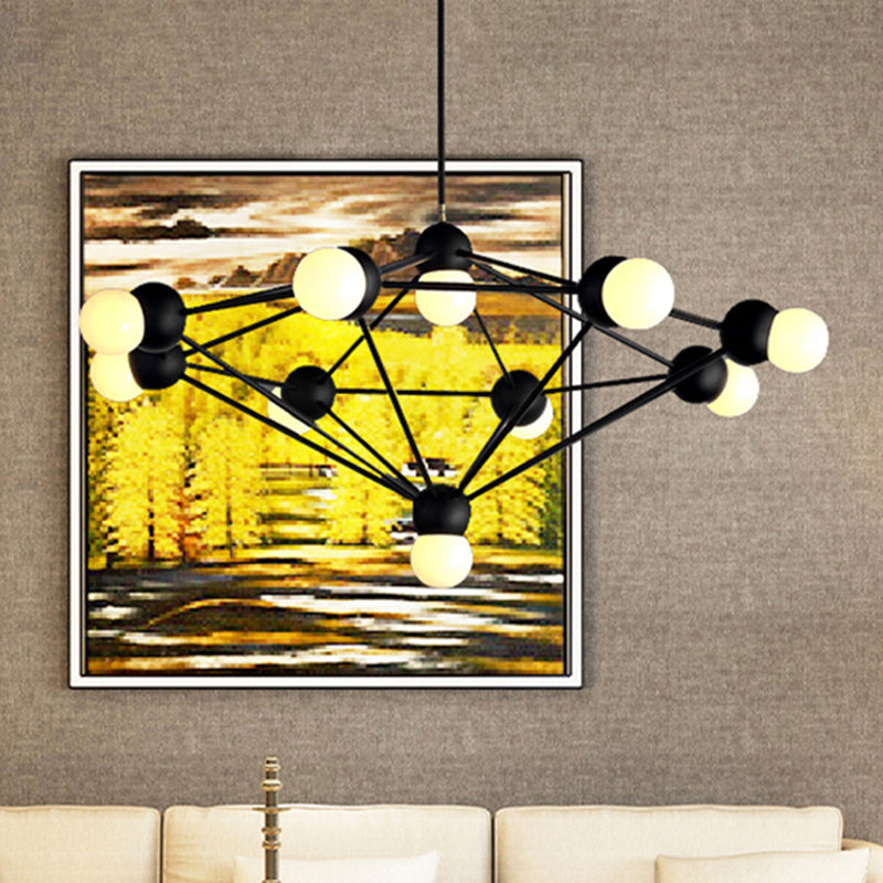 6/8/10-Light Living Room Hanging Light Kit Black/Gold Chandelier Light Fixture with Geometric Metal Arm Clearhalo 'Ceiling Lights' 'Chandeliers' 'Modern Chandeliers' 'Modern' Lighting' 219218