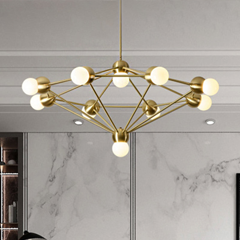 6/8/10-Light Living Room Hanging Light Kit Black/Gold Chandelier Light Fixture with Geometric Metal Arm Clearhalo 'Ceiling Lights' 'Chandeliers' 'Modern Chandeliers' 'Modern' Lighting' 219219