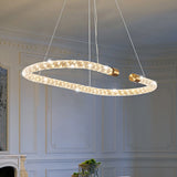 31.5" Wide LED Kitchen Hanging Pendant Golden Ceiling Chandelier with Rope Crystal Shade Clearhalo 'Ceiling Lights' 'Chandeliers' 'Modern Chandeliers' 'Modern' Lighting' 219274