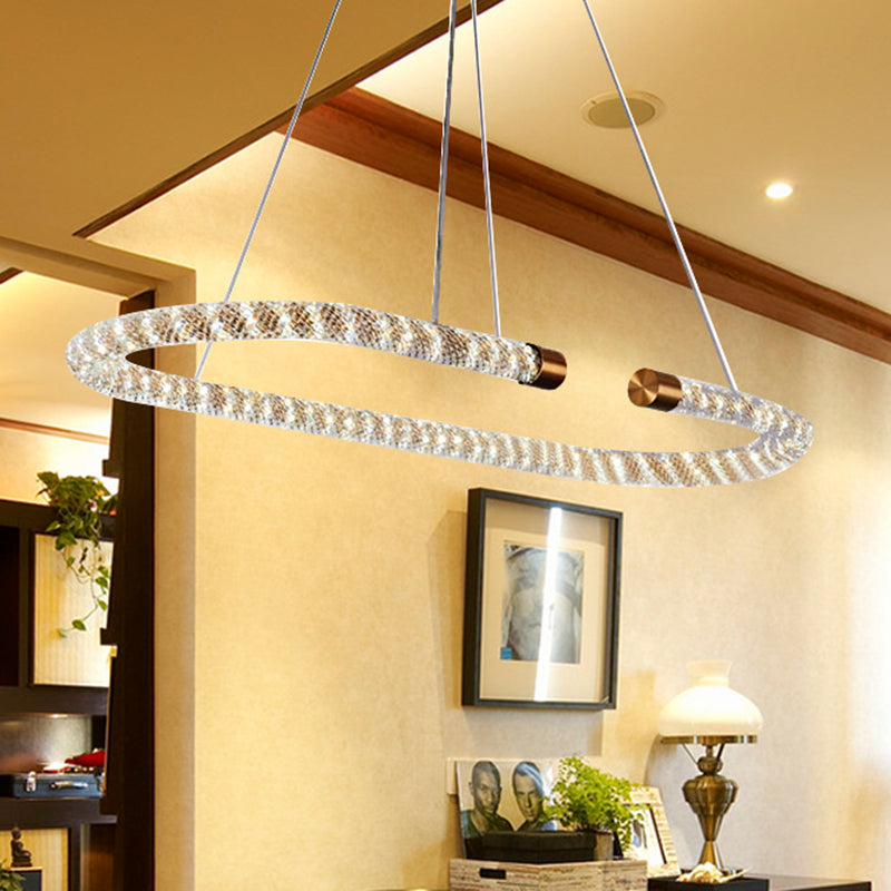 31.5" Wide LED Kitchen Hanging Pendant Golden Ceiling Chandelier with Rope Crystal Shade Gold Clearhalo 'Ceiling Lights' 'Chandeliers' 'Modern Chandeliers' 'Modern' Lighting' 219275