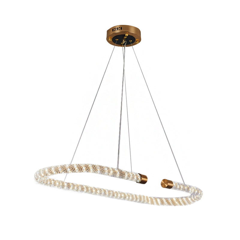 31.5" Wide LED Kitchen Hanging Pendant Golden Ceiling Chandelier with Rope Crystal Shade Clearhalo 'Ceiling Lights' 'Chandeliers' 'Modern Chandeliers' 'Modern' Lighting' 219276