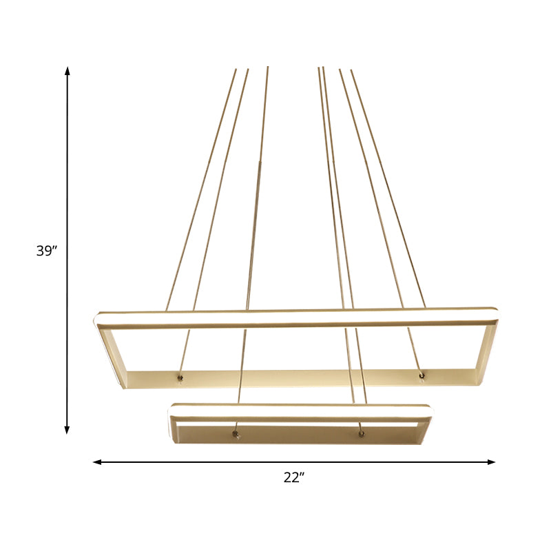 Tiered Rectangular Chandelier Light Modern Acrylic 3-Light Black/White LED Ceiling Light Fixture in White/Warm Light Clearhalo 'Ceiling Lights' 'Chandeliers' 'Modern Chandeliers' 'Modern' Lighting' 219369