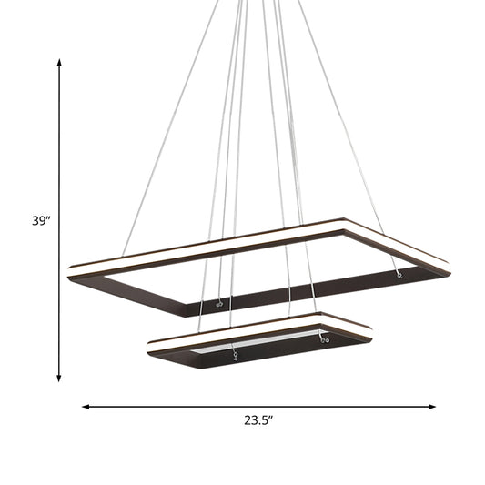 Tiered Rectangular Chandelier Light Modern Acrylic 3-Light Black/White LED Ceiling Light Fixture in White/Warm Light Clearhalo 'Ceiling Lights' 'Chandeliers' 'Modern Chandeliers' 'Modern' Lighting' 219374