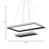 Tiered Rectangular Chandelier Light Modern Acrylic 3-Light Black/White LED Ceiling Light Fixture in White/Warm Light Clearhalo 'Ceiling Lights' 'Chandeliers' 'Modern Chandeliers' 'Modern' Lighting' 219374