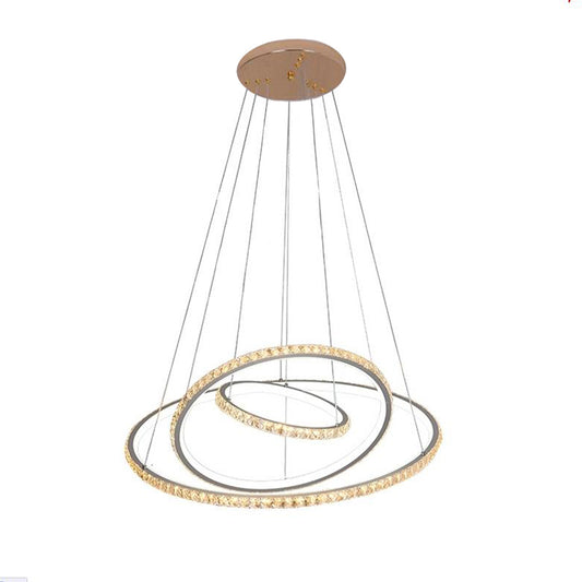 3-Ring LED Chandelier Light Modern Crystal Gold/Silver Ceiling Light Fixture, Inner Warm and Outer White/Inner White and Outer Warm Light Clearhalo 'Ceiling Lights' 'Chandeliers' 'Modern Chandeliers' 'Modern' Lighting' 219420