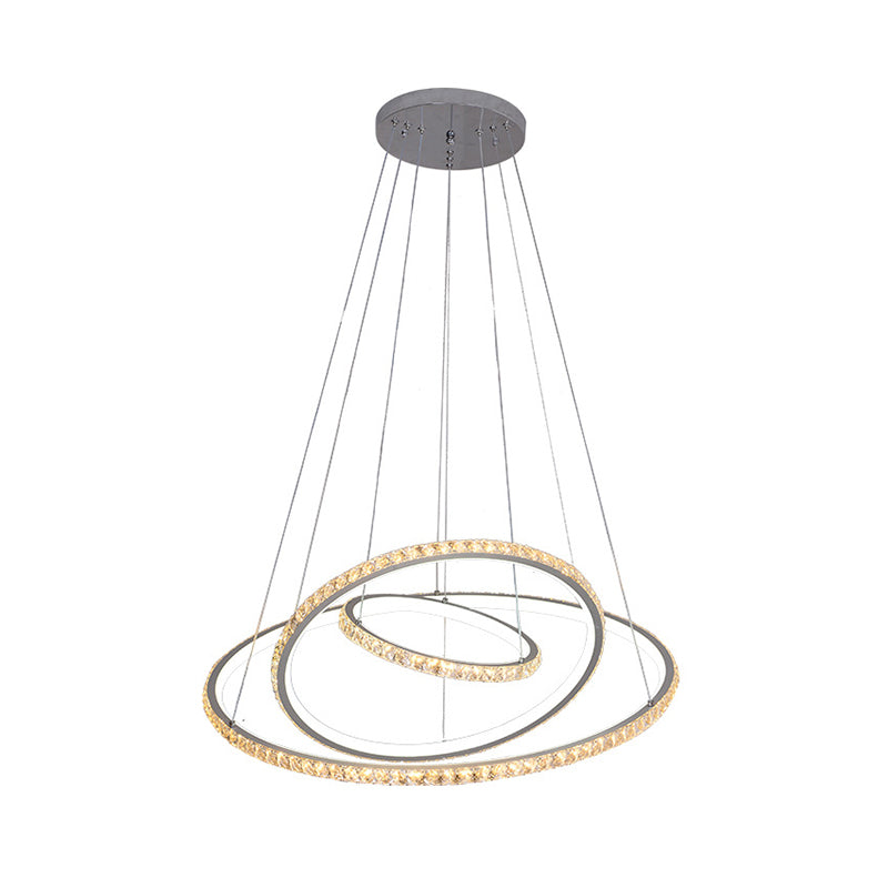 3-Ring LED Chandelier Light Modern Crystal Gold/Silver Ceiling Light Fixture, Inner Warm and Outer White/Inner White and Outer Warm Light Clearhalo 'Ceiling Lights' 'Chandeliers' 'Modern Chandeliers' 'Modern' Lighting' 219421