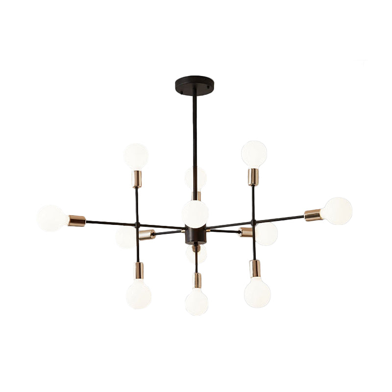 Starburst Milk White Glass Chandelier Modern 12/15/18-Light Bedroom Hanging Lamp Kit in Black Clearhalo 'Ceiling Lights' 'Chandeliers' 'Modern Chandeliers' 'Modern' Lighting' 219491