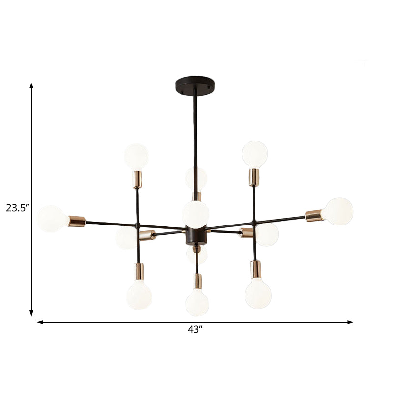 Starburst Milk White Glass Chandelier Modern 12/15/18-Light Bedroom Hanging Lamp Kit in Black Clearhalo 'Ceiling Lights' 'Chandeliers' 'Modern Chandeliers' 'Modern' Lighting' 219492