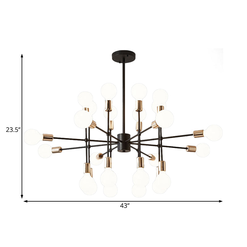 Starburst Milk White Glass Chandelier Modern 12/15/18-Light Bedroom Hanging Lamp Kit in Black Clearhalo 'Ceiling Lights' 'Chandeliers' 'Modern Chandeliers' 'Modern' Lighting' 219495