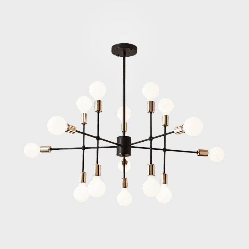 Starburst Milk White Glass Chandelier Modern 12/15/18-Light Bedroom Hanging Lamp Kit in Black Clearhalo 'Ceiling Lights' 'Chandeliers' 'Modern Chandeliers' 'Modern' Lighting' 219497