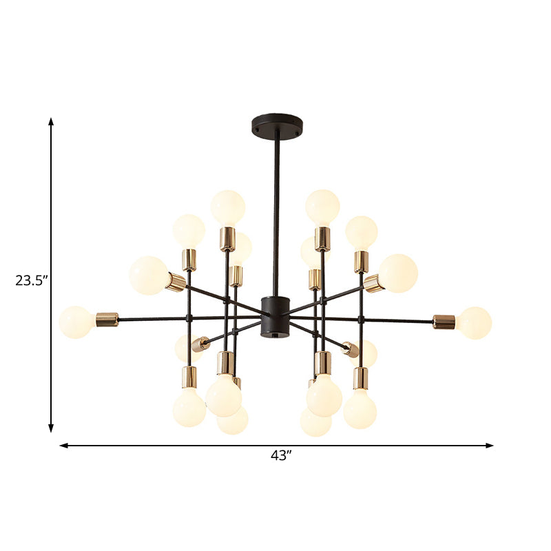 Starburst Milk White Glass Chandelier Modern 12/15/18-Light Bedroom Hanging Lamp Kit in Black Clearhalo 'Ceiling Lights' 'Chandeliers' 'Modern Chandeliers' 'Modern' Lighting' 219498