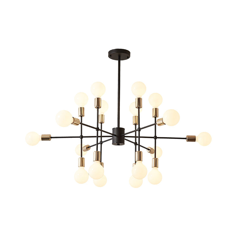 Starburst Milk White Glass Chandelier Modern 12/15/18-Light Bedroom Hanging Lamp Kit in Black Clearhalo 'Ceiling Lights' 'Chandeliers' 'Modern Chandeliers' 'Modern' Lighting' 219502