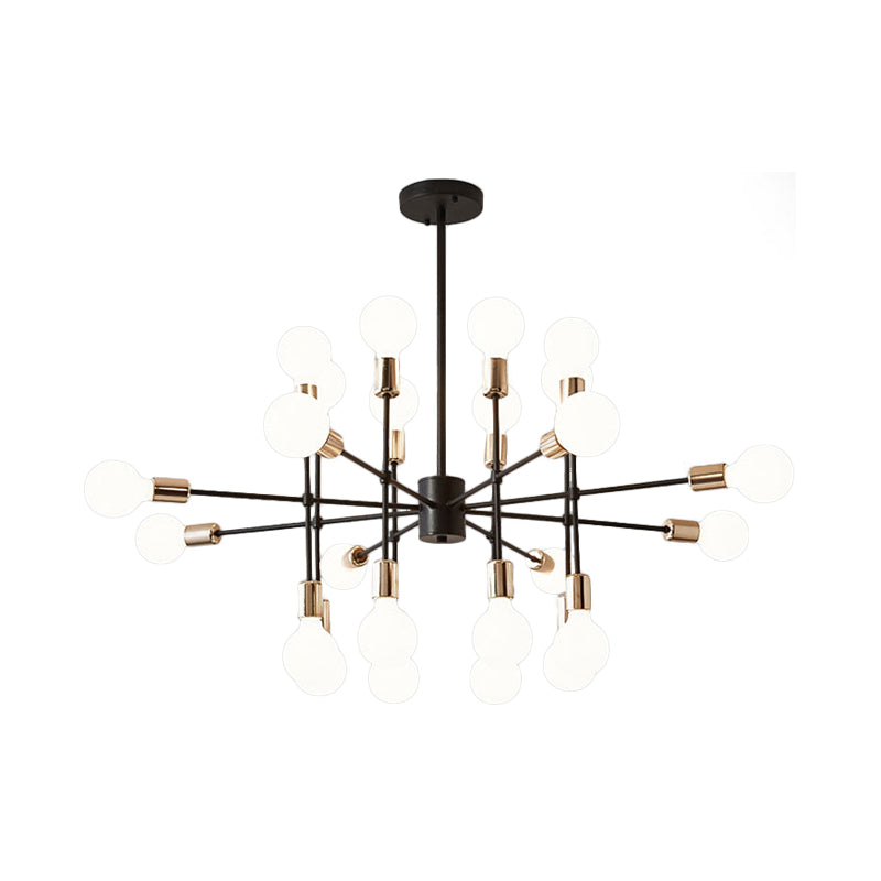 Starburst Milk White Glass Chandelier Modern 12/15/18-Light Bedroom Hanging Lamp Kit in Black Clearhalo 'Ceiling Lights' 'Chandeliers' 'Modern Chandeliers' 'Modern' Lighting' 219503