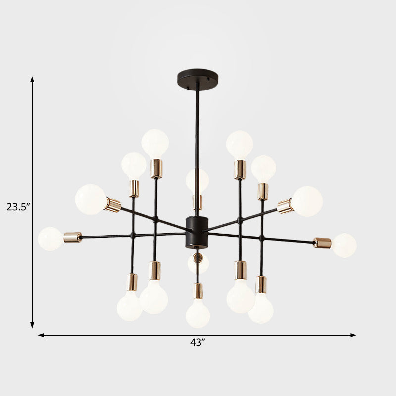 Starburst Milk White Glass Chandelier Modern 12/15/18-Light Bedroom Hanging Lamp Kit in Black Clearhalo 'Ceiling Lights' 'Chandeliers' 'Modern Chandeliers' 'Modern' Lighting' 219504