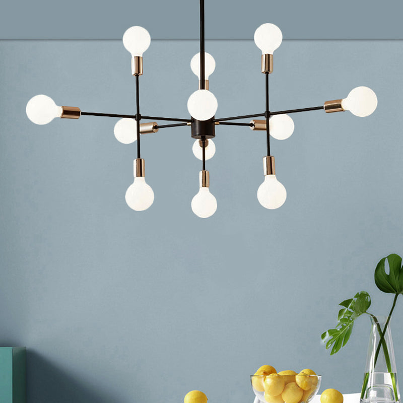 Starburst Milk White Glass Chandelier Modern 12/15/18-Light Bedroom Hanging Lamp Kit in Black Clearhalo 'Ceiling Lights' 'Chandeliers' 'Modern Chandeliers' 'Modern' Lighting' 219506