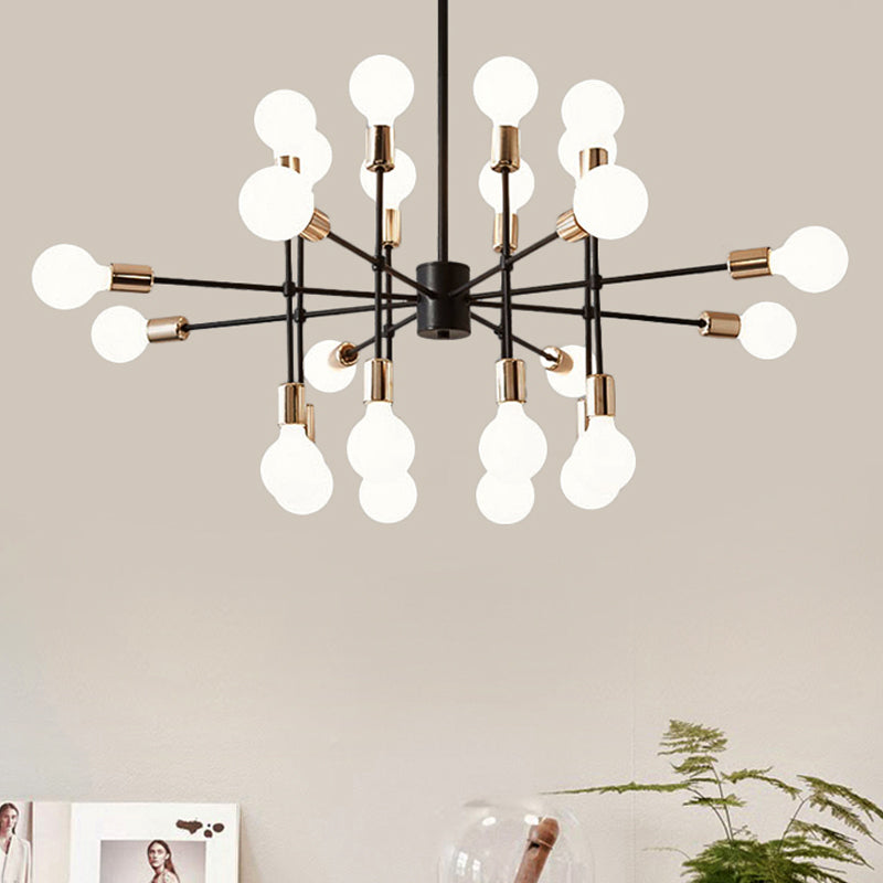 Starburst Milk White Glass Chandelier Modern 12/15/18-Light Bedroom Hanging Lamp Kit in Black Clearhalo 'Ceiling Lights' 'Chandeliers' 'Modern Chandeliers' 'Modern' Lighting' 219509