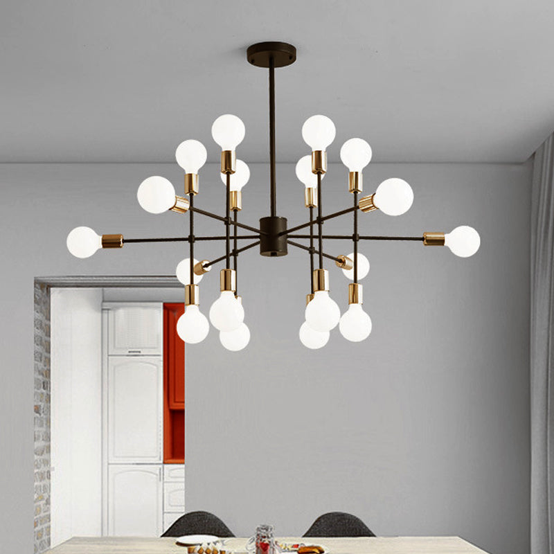 Starburst Milk White Glass Chandelier Modern 12/15/18-Light Bedroom Hanging Lamp Kit in Black Clearhalo 'Ceiling Lights' 'Chandeliers' 'Modern Chandeliers' 'Modern' Lighting' 219512