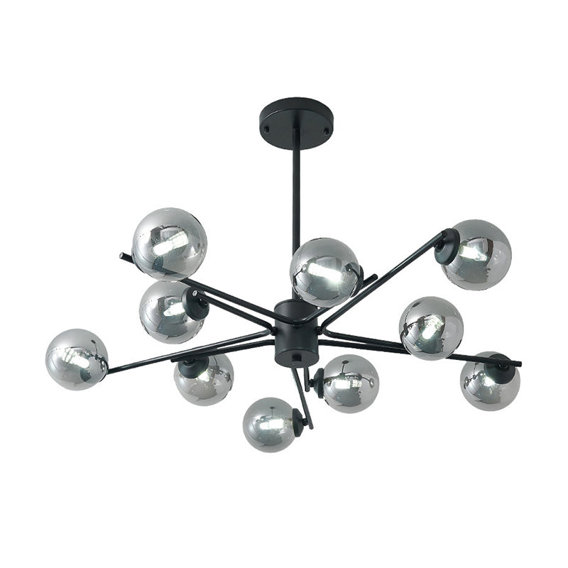 41.5" Wide Sputnik Chandelier Postmodern Silver Glass 6/8/10-Light Ceiling Pendant Light in Black Clearhalo 'Ceiling Lights' 'Chandeliers' 'Glass shade' 'Glass' 'Modern Chandeliers' 'Modern' Lighting' 219585