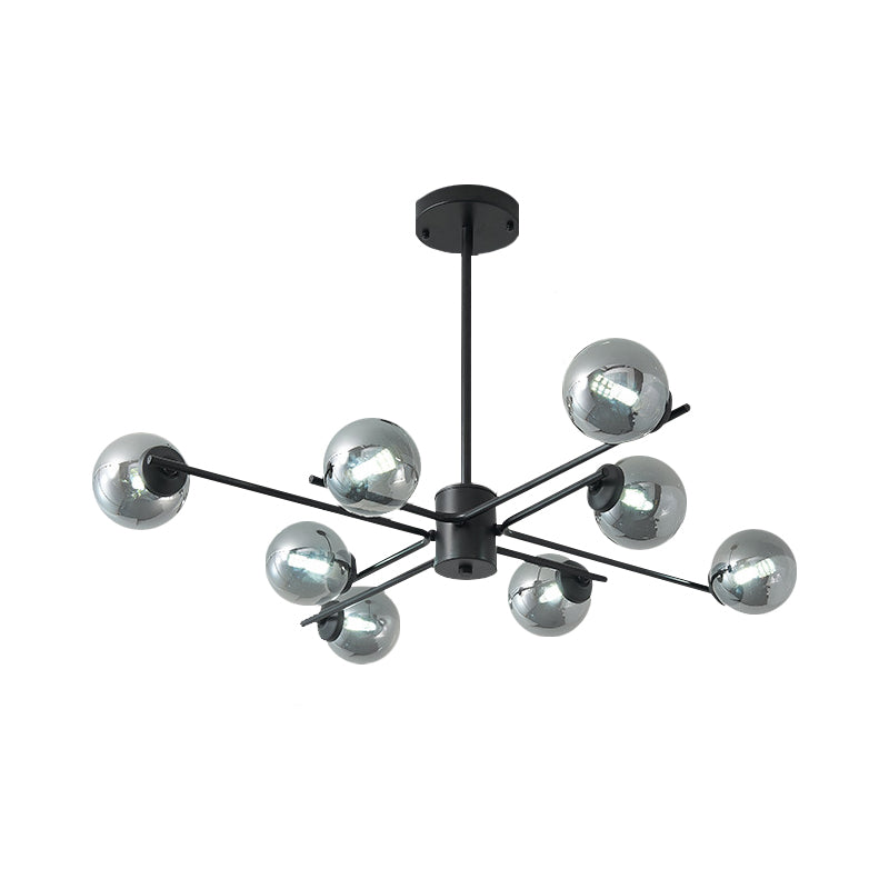 41.5" Wide Sputnik Chandelier Postmodern Silver Glass 6/8/10-Light Ceiling Pendant Light in Black Clearhalo 'Ceiling Lights' 'Chandeliers' 'Glass shade' 'Glass' 'Modern Chandeliers' 'Modern' Lighting' 219589