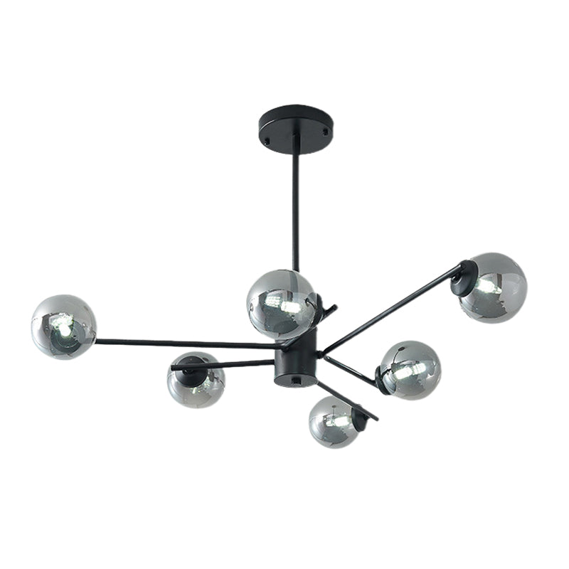 41.5" Wide Sputnik Chandelier Postmodern Silver Glass 6/8/10-Light Ceiling Pendant Light in Black Clearhalo 'Ceiling Lights' 'Chandeliers' 'Glass shade' 'Glass' 'Modern Chandeliers' 'Modern' Lighting' 219593