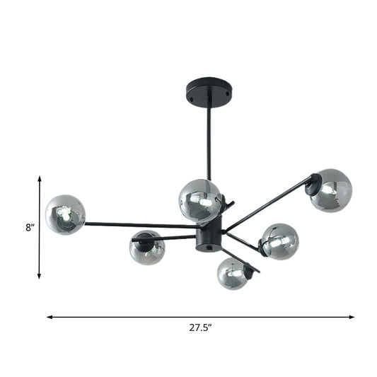 41.5" Wide Sputnik Chandelier Postmodern Silver Glass 6/8/10-Light Ceiling Pendant Light in Black Clearhalo 'Ceiling Lights' 'Chandeliers' 'Glass shade' 'Glass' 'Modern Chandeliers' 'Modern' Lighting' 219594