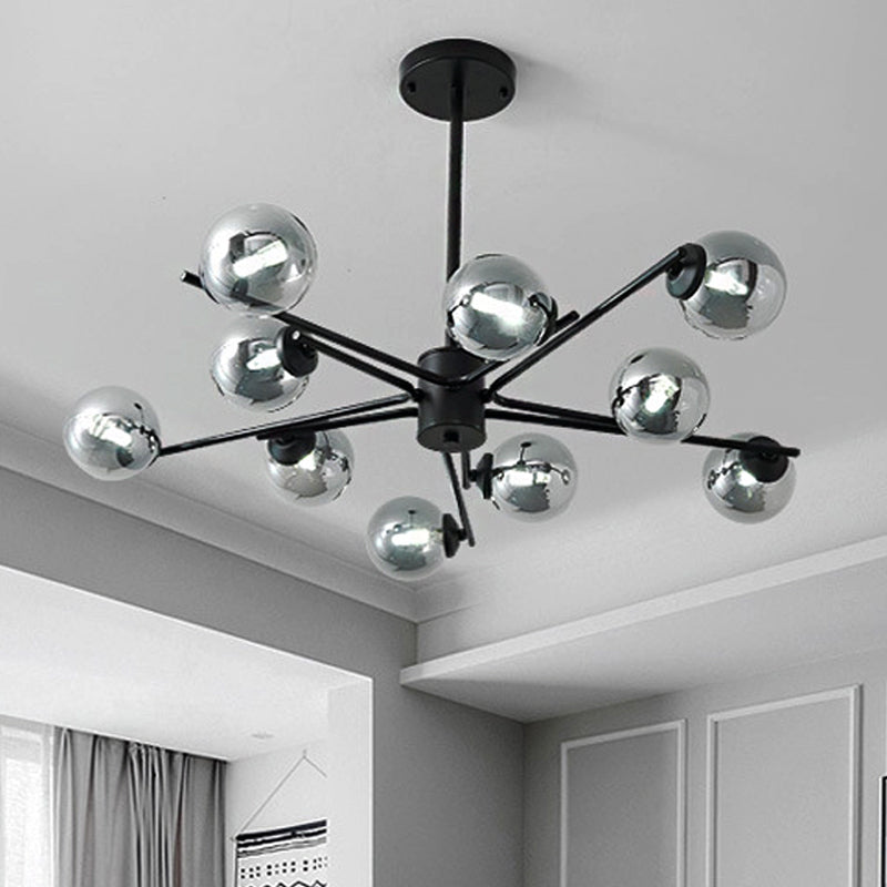 41.5" Wide Sputnik Chandelier Postmodern Silver Glass 6/8/10-Light Ceiling Pendant Light in Black Clearhalo 'Ceiling Lights' 'Chandeliers' 'Glass shade' 'Glass' 'Modern Chandeliers' 'Modern' Lighting' 219596