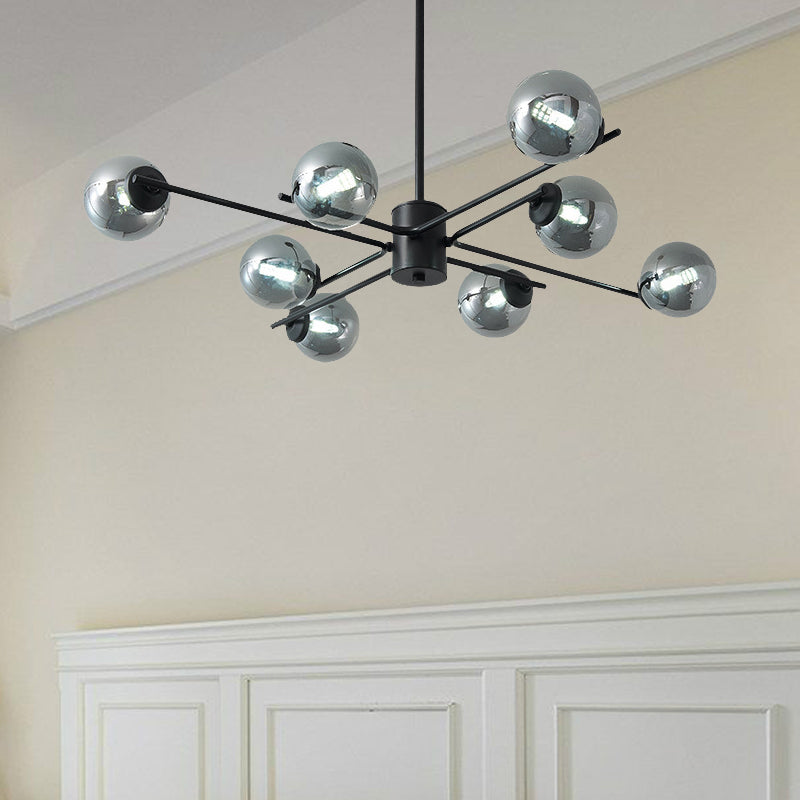 41.5" Wide Sputnik Chandelier Postmodern Silver Glass 6/8/10-Light Ceiling Pendant Light in Black Clearhalo 'Ceiling Lights' 'Chandeliers' 'Glass shade' 'Glass' 'Modern Chandeliers' 'Modern' Lighting' 219598