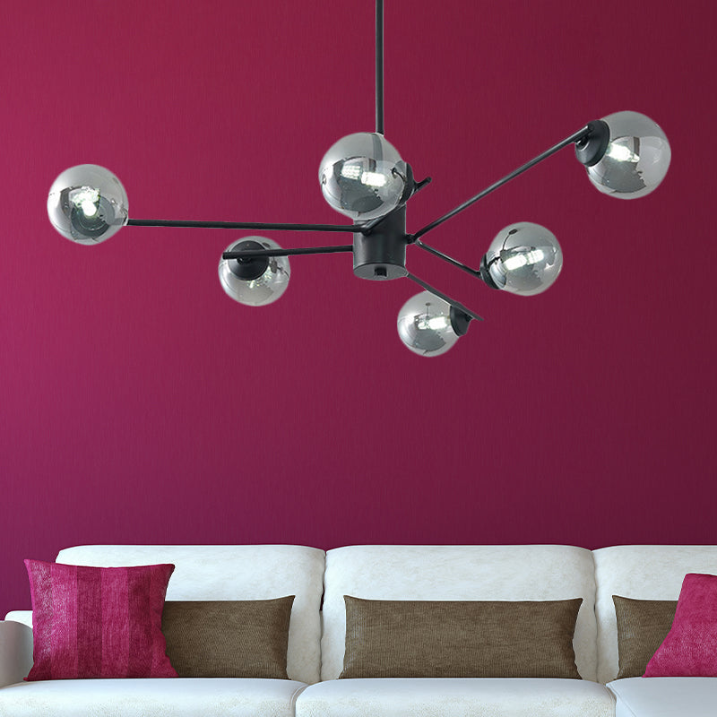 41.5" Wide Sputnik Chandelier Postmodern Silver Glass 6/8/10-Light Ceiling Pendant Light in Black Clearhalo 'Ceiling Lights' 'Chandeliers' 'Glass shade' 'Glass' 'Modern Chandeliers' 'Modern' Lighting' 219600