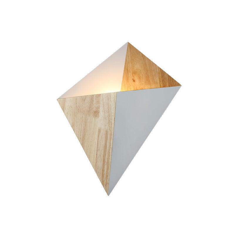 Splicing Pyramid Wall Sconce 1-Light Adjustable Nordic Wall Mounted Lamp with Rubber Wood Shade in Black/Red/White Clearhalo 'Modern wall lights' 'Modern' 'Wall Lamps & Sconces' 'Wall Lights' Lighting' 219668