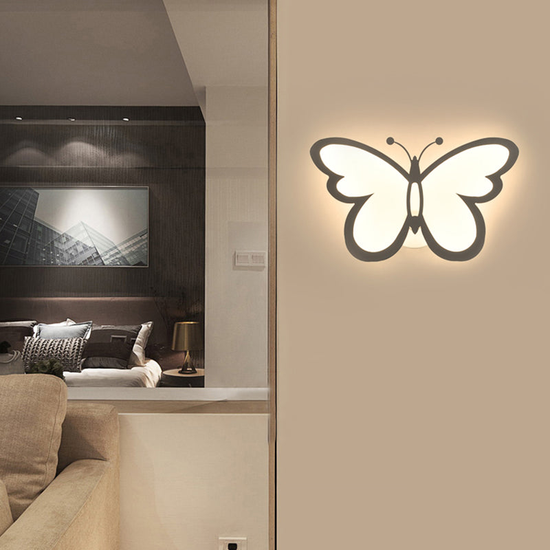 Modern 1/3 Lights LED Sconce Light White Acrylic Butterfly Wall Mounted Night Lamp in White/Natural Light Clearhalo 'Modern wall lights' 'Modern' 'Wall Lamps & Sconces' 'Wall Lights' Lighting' 219680