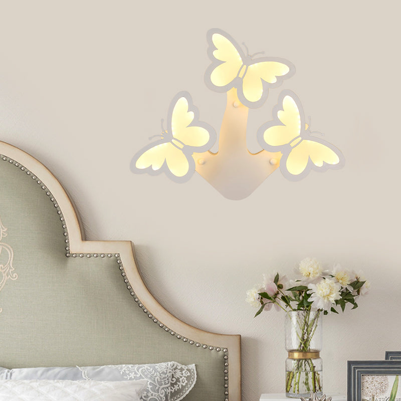 Modern 1/3 Lights LED Sconce Light White Acrylic Butterfly Wall Mounted Night Lamp in White/Natural Light Clearhalo 'Modern wall lights' 'Modern' 'Wall Lamps & Sconces' 'Wall Lights' Lighting' 219684