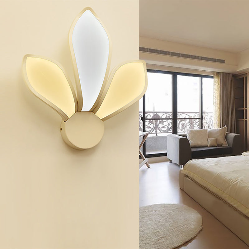 Bedroom LED Petal Wall Sconce Simple Acrylic 3 Lights Wall Lighting Ideas in Neutral/White/Warm Light White Clearhalo 'Modern wall lights' 'Modern' 'Wall Lamps & Sconces' 'Wall Lights' Lighting' 219687