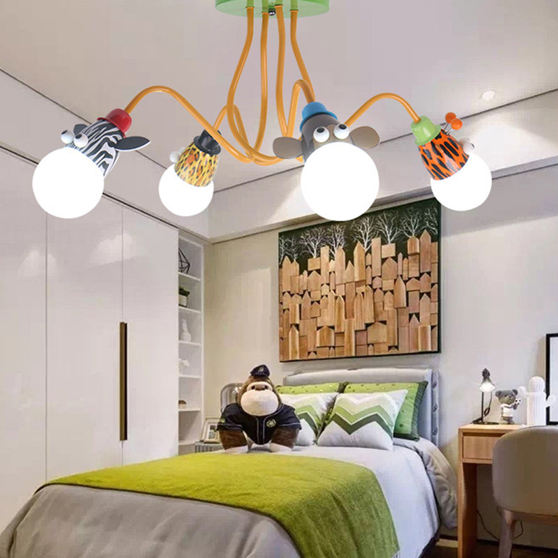 Yellow Octopus Flush Mount Light Cartoon Metal Semi Flush Ceiling Light with Animal Socket Clearhalo 'Ceiling Lights' 'Close To Ceiling Lights' 'Close to ceiling' 'Semi-flushmount' Lighting' 2197132