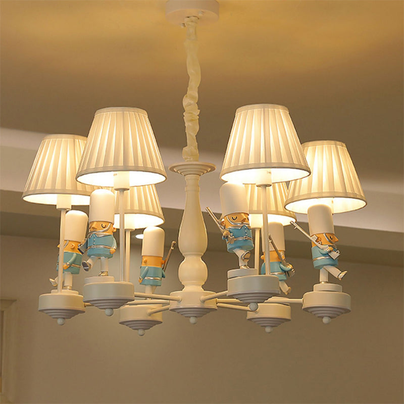 Soldier Nursery Chandelier Pendant Light Resin Cartoon Hanging Light with Tapered Fabric Shade Clearhalo 'Ceiling Lights' 'Chandeliers' Lighting' options 2197233