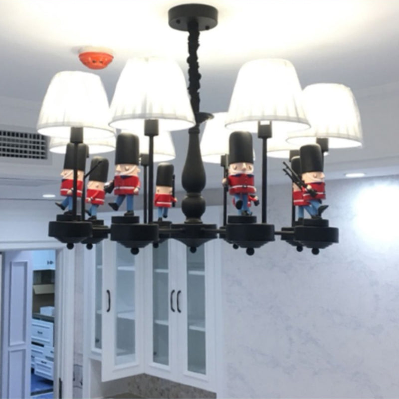 Soldier Nursery Chandelier Pendant Light Resin Cartoon Hanging Light with Tapered Fabric Shade Clearhalo 'Ceiling Lights' 'Chandeliers' Lighting' options 2197236