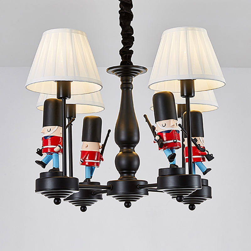 Soldier Nursery Chandelier Pendant Light Resin Cartoon Hanging Light with Tapered Fabric Shade Clearhalo 'Ceiling Lights' 'Chandeliers' Lighting' options 2197240